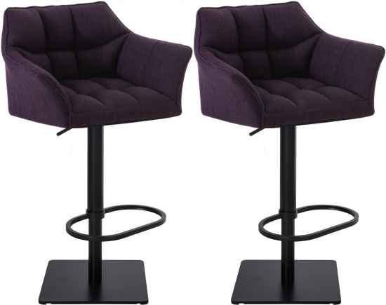 2 ks / set barová židle Deluso látkový potah, černá, fialová