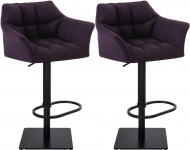 2 ks / set barová židle Deluso látkový potah, černá, fialová