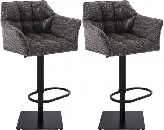 2 ks / set barová židle Deluso látkový potah, černá, titanšedá