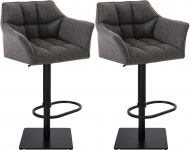 2 ks / set barová židle Deluso látkový potah, černá, titanšedá
