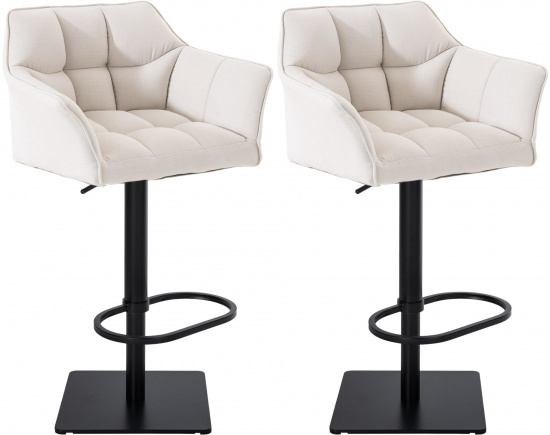 2 ks / set barová židle Deluso látkový potah, černá, bílá