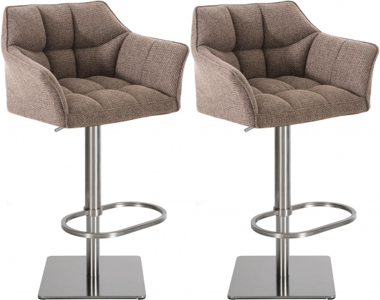 2 ks / set barová židle Deluso látkový potah, nerez, terrahnědá