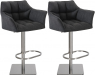 2 ks / set barová židle Deluso látkový potah, nerez, tmavě šedá