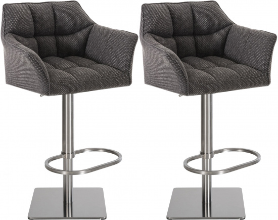 2 ks / set barová židle Deluso látkový potah, nerez, titanšedá