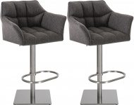 2 ks / set barová židle Deluso látkový potah, nerez, titanšedá