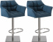 2 ks / set barová židle Deluso látkový potah, nerez, modrá