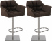 2 ks / set barová židle Deluso látkový potah, nerez, hnědá