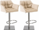 2 ks / set barová židle Deluso látkový potah, nerez, krémová