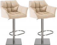 2 ks / set barová židle Deluso látkový potah, nerez, krémová