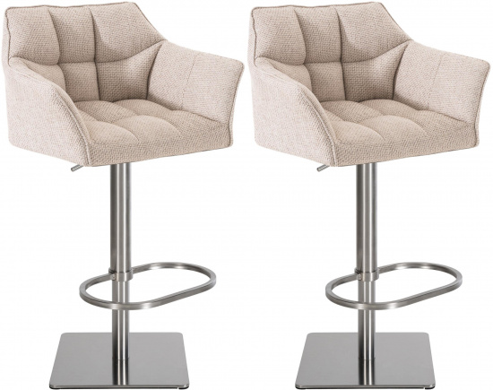 2 ks / set barová židle Deluso látkový potah, nerez, slonová kost