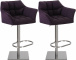 2 ks / set barová židle Deluso látkový potah, nerez, fialová