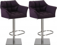 2 ks / set barová židle Deluso látkový potah, nerez, fialová