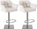 2 ks / set barová židle Deluso látkový potah, nerez, bílá