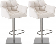 2 ks / set barová židle Deluso látkový potah, nerez, bílá