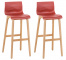 2 ks / set barová židle Homer přírodní podnož / červená
