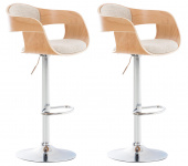 2 ks / set dřevěné barové židle Stona podnož chrom / látkový potah, natura / černá