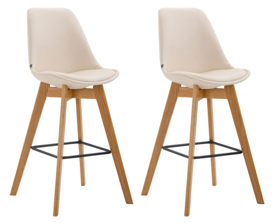 2 ks / set barová židle Metz syntetická kůže, přírodní podnož / krémová