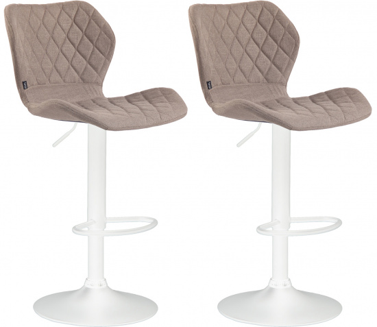 2 ks / set barová židle Diamo látkový potah, bílá, taupe