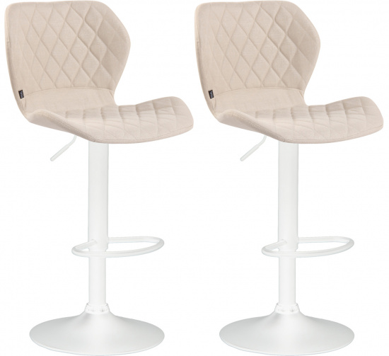 2 ks / set barová židle Diamo látkový potah, bílá, krémová