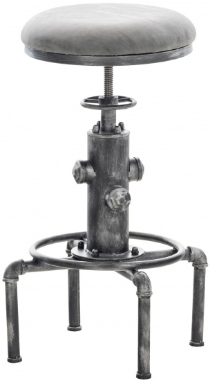 Barová židle Lumos vintage, syntetická kůže, antik-stříbrná, tmavě šedá