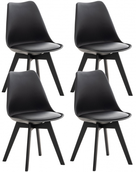 4 ks / set židle Borna plast, černá/černá