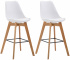 2 ks / set barová židle Metz plast přírodní podnož / bílá