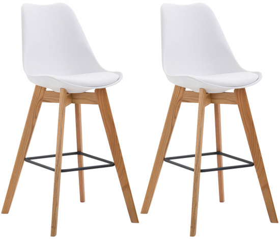 2 ks / set barová židle Metz plast přírodní podnož / bílá