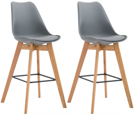 2 ks / set barová židle Metz plast přírodní podnož / šedá
