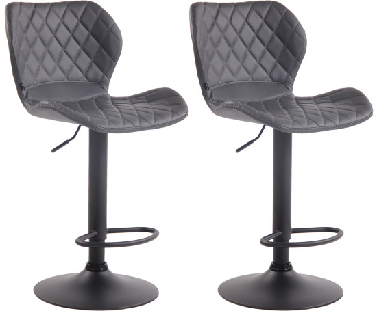 2 ks / set barová židle Diamo syntetická kůže, černá, šedá
