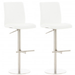 2 ks / set barová židle podnož chrom Cadis syntetická kůže, nerez, bílá