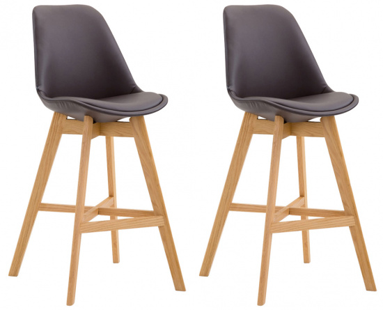 2 ks / set barová židle podnož chrom Cannes syntetická kůže, přírodní podnož / hnědá