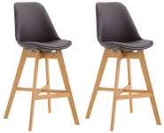 2 ks / set barová židle podnož chrom Cannes syntetická kůže, přírodní podnož / hnědá