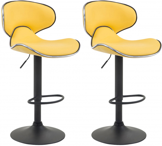 2 ks / set barová židle Las Vegas V2 syntetická kůže, černá, žlutá