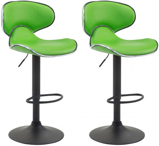 2 ks / set barová židle Las Vegas V2 syntetická kůže, černá, zelená