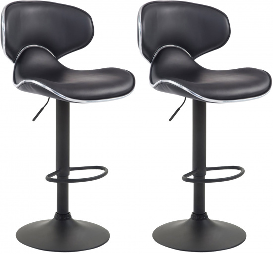 2 ks / set barová židle Las Vegas V2 syntetická kůže, černá, černá