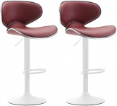 2 ks / set barová židle Las Vegas V2 syntetická kůže, bílá, červená bordó