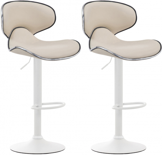 2 ks / set barová židle Las Vegas V2 syntetická kůže, bílá, krémová