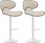 2 ks / set barová židle Las Vegas V2 syntetická kůže, bílá, krémová