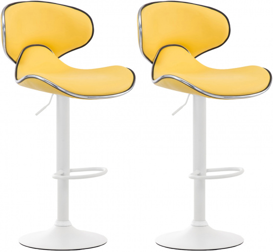 2 ks / set barová židle Las Vegas V2 syntetická kůže, bílá, žlutá