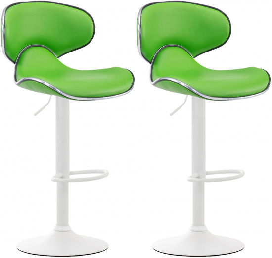 2 ks / set barová židle Las Vegas V2 syntetická kůže, bílá, zelená