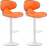 2 ks / set barová židle Las Vegas V2 syntetická kůže, bílá, oranžová