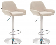 2 ks / set barová židle Braga látkový potah, chrom, krémová