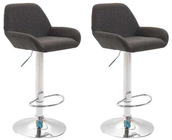 2 ks / set barová židle Braga látkový potah, chrom, tmavě šedá