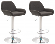 2 ks / set barová židle Braga látkový potah, chrom, tmavě šedá