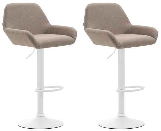 2 ks / set barová židle Braga látkový potah, bílá, taupe