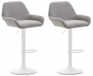 2 ks / set barová židle Braga látkový potah, bílá, šedá