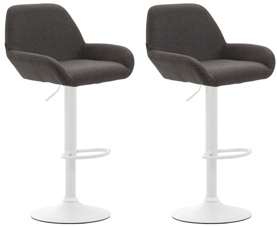 2 ks / set barová židle Braga látkový potah, bílá, tmavě šedá