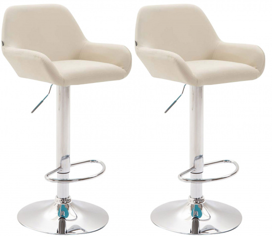 2 ks / set barová židle Braga syntetická kůže, chrom, krémová