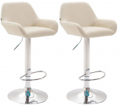2 ks / set barová židle Braga syntetická kůže, chrom, krémová
