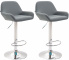 2 ks / set barová židle Braga syntetická kůže, chrom, šedá